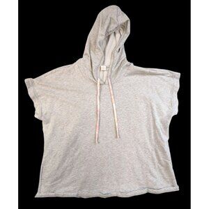 LIVI Women's Light Gray Hooded Short Sleeve Sweatshirt Size 22/24